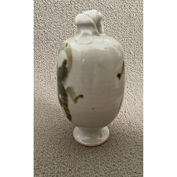 Vintage Hand Painted Pottery Hanging Vase Ornament Stone Floral Design 6" Tall - Picture 4 of 11